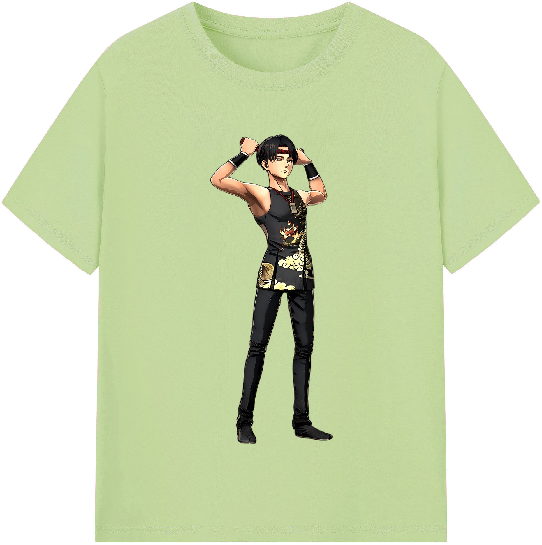 （画像用） 進撃の巨人 リヴァイ·アッカーマン Attack on Titan Levi Ackerman 綿100％半袖Tシャツ（フロントプリント）